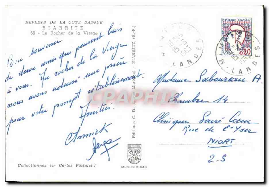 CPSM Biarritz Le Rocher de la Vierge — Verso