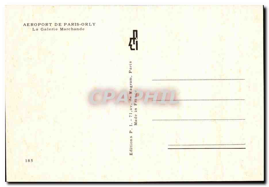 CPSM Aeropert De Paris Orly La Galerie Marchande — Rückseite
