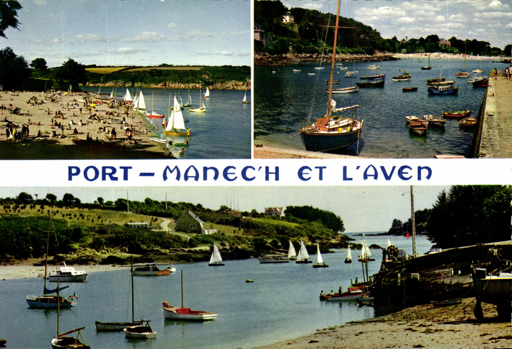 CPM La Bretagne Port Manech La Plage le Port et l entree de la riviere
