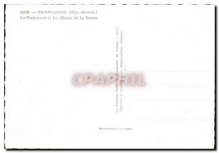 CPM Perpignan La Prefecture et les Quais de La Baisse — Rückseite