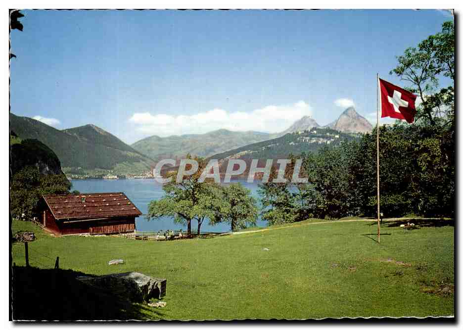 CPM Rutil am Vierwaldstattersee Rutllwises mit Brunnen Und Mythen