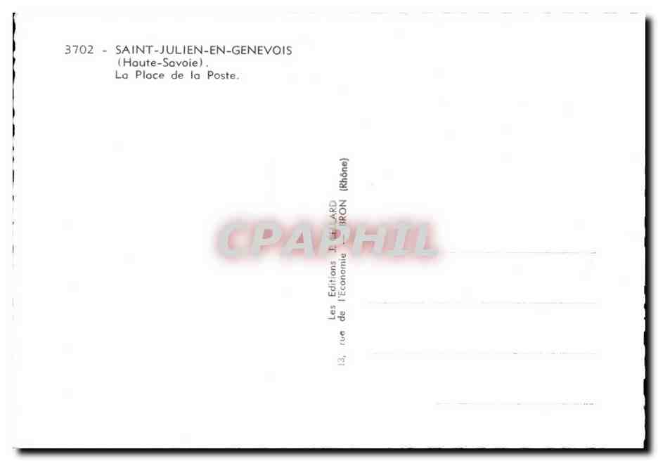 Saint-Julien-en-Genevois — La Place de la Poste — Les Éditions de l'Économie (Rhône) — Rückseite