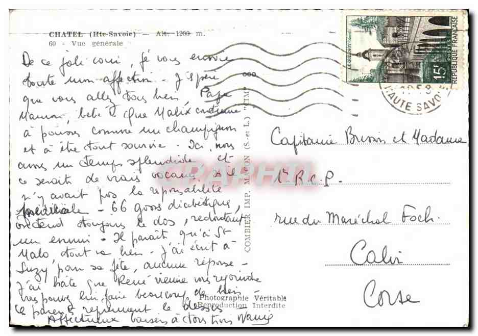 Châtel (Haute-Savoie) — vue générale — Combière Imp. (S. et L.) — Verso