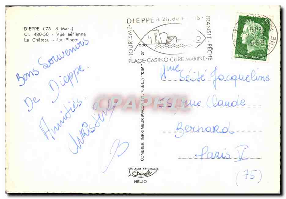 CPM Dieppe Vue Aerienne Le Chateau — Back