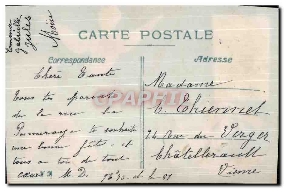CPA Fantaisie Bonne Fete Colombes Fer a cheval Trelfe — Rückseite