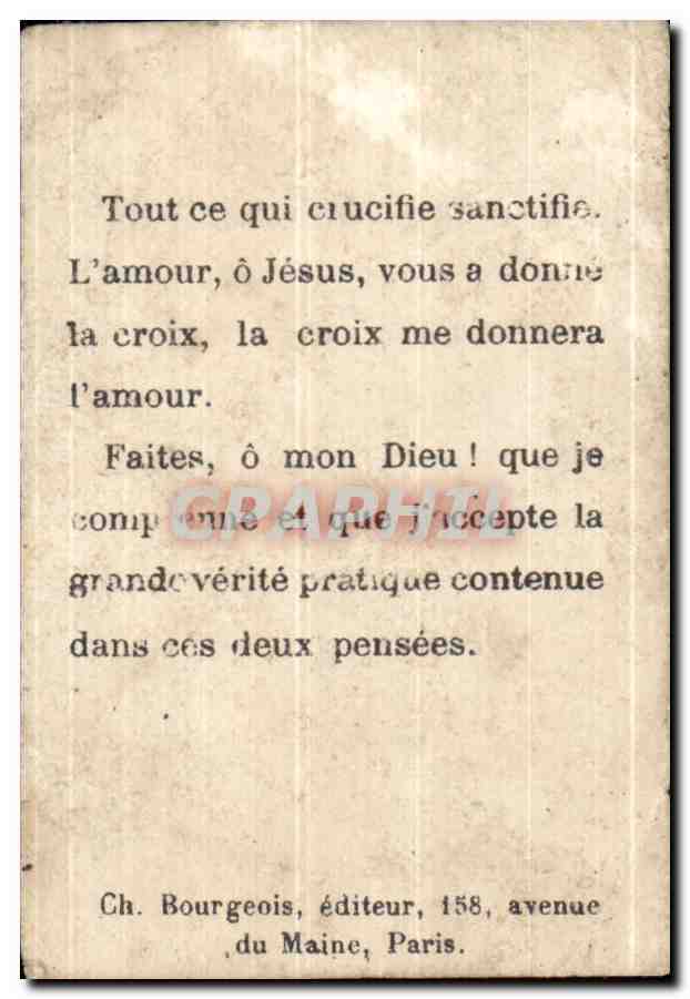 Image pieuse Souffrauces Et Vertus Conduisent A Dieu  — Rückseite
