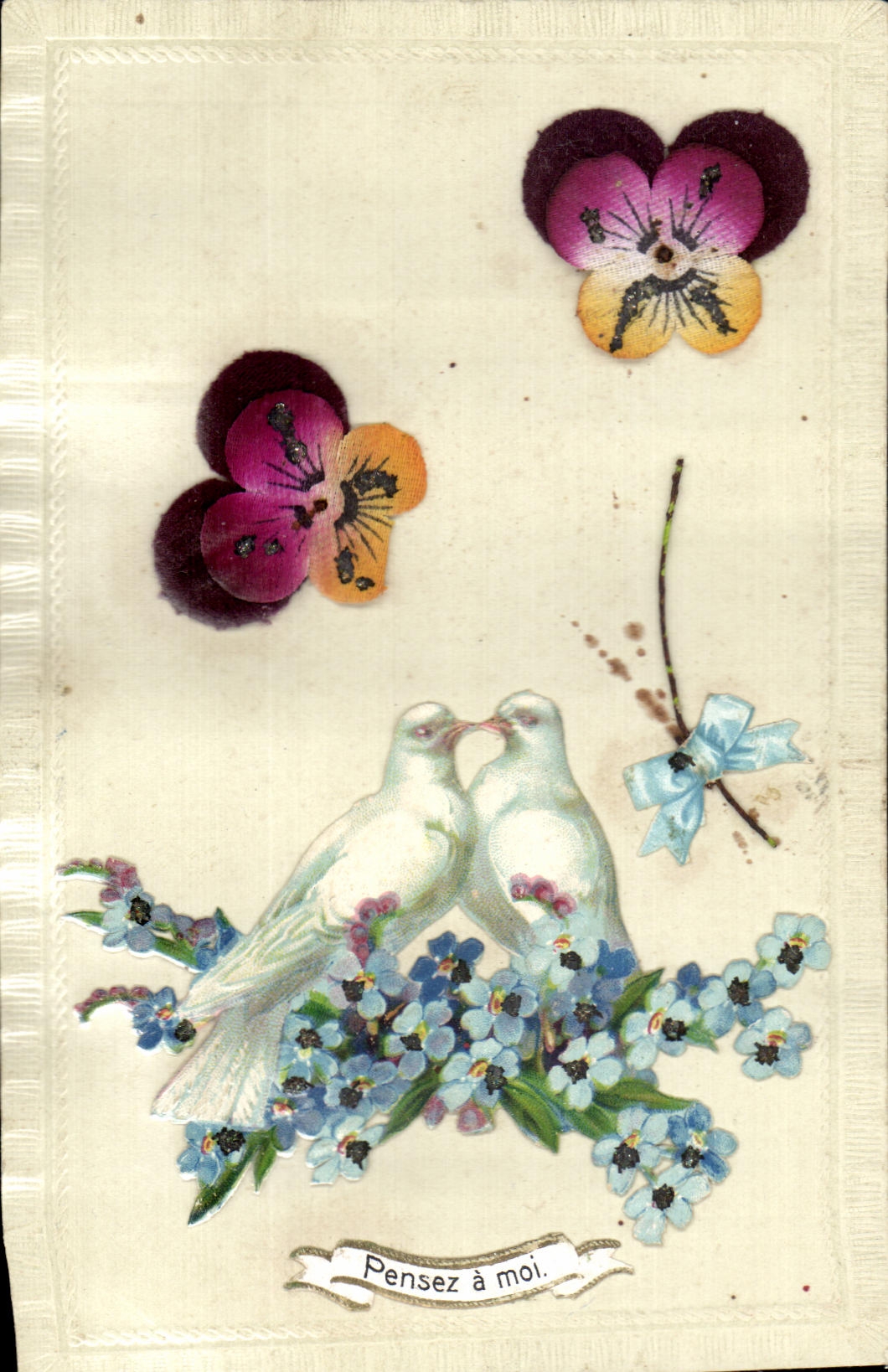 CPA Fantaisie Colombes Fleurs Pensez a Moi 