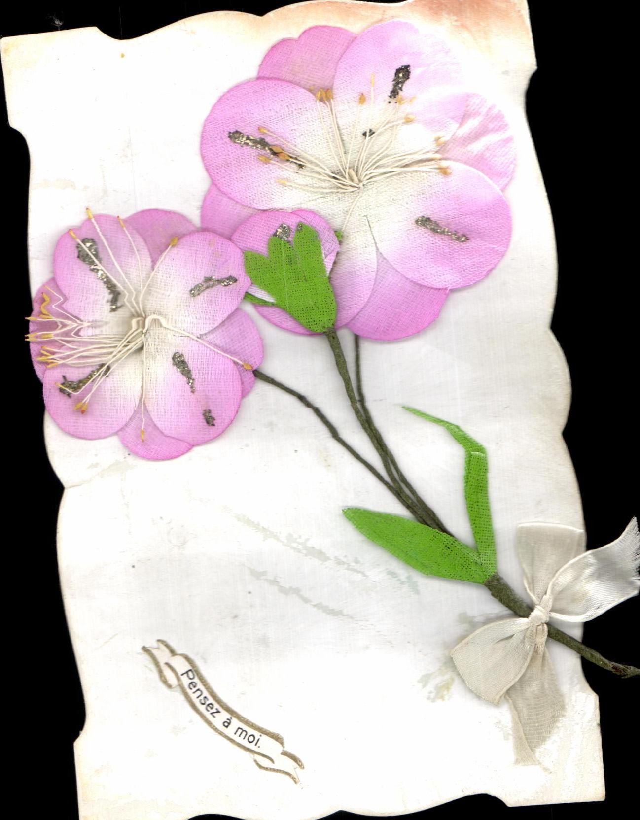 CPA Fantaisie Fleurs Pensez A Moi 