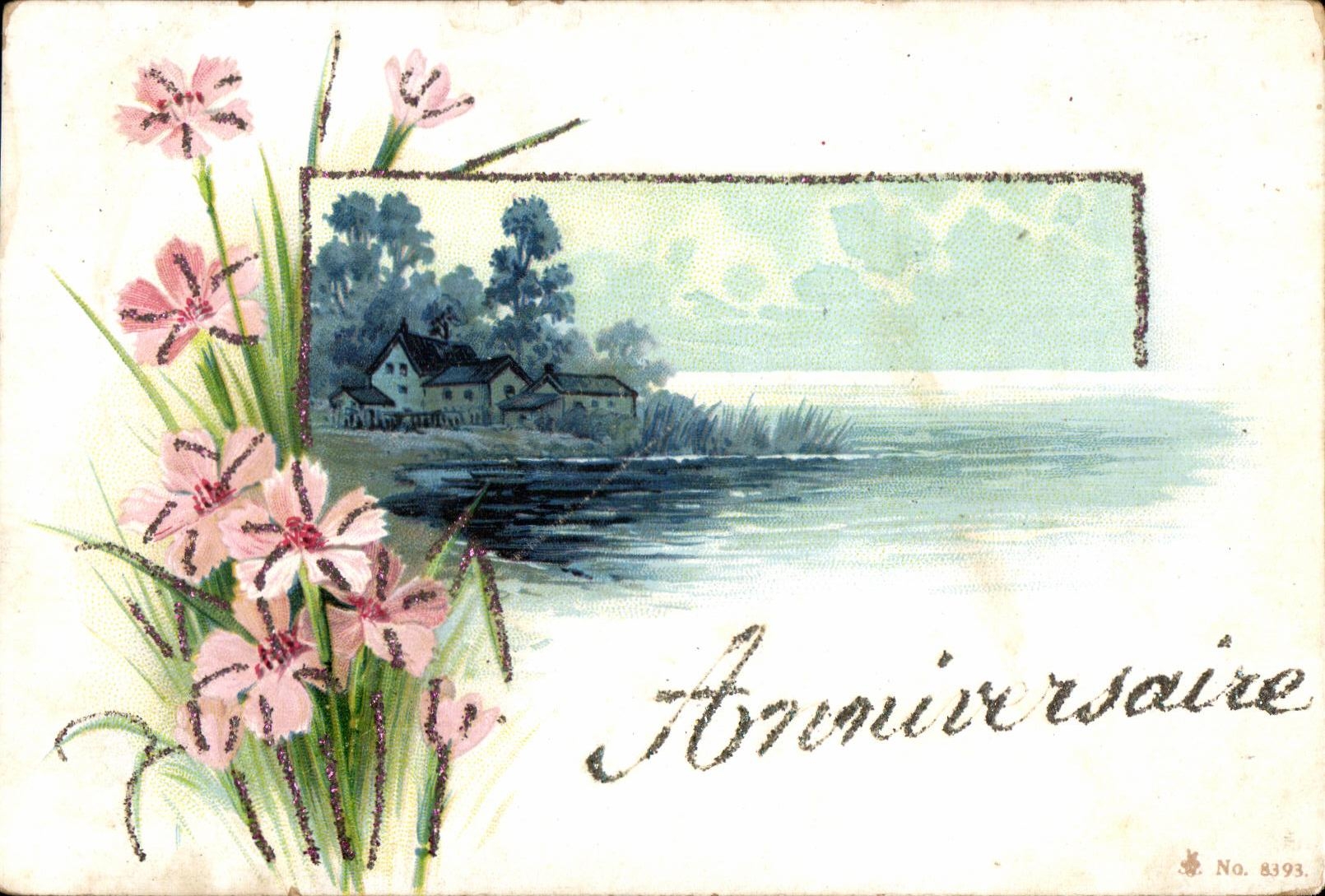 CPA Annviversaire Fleurs