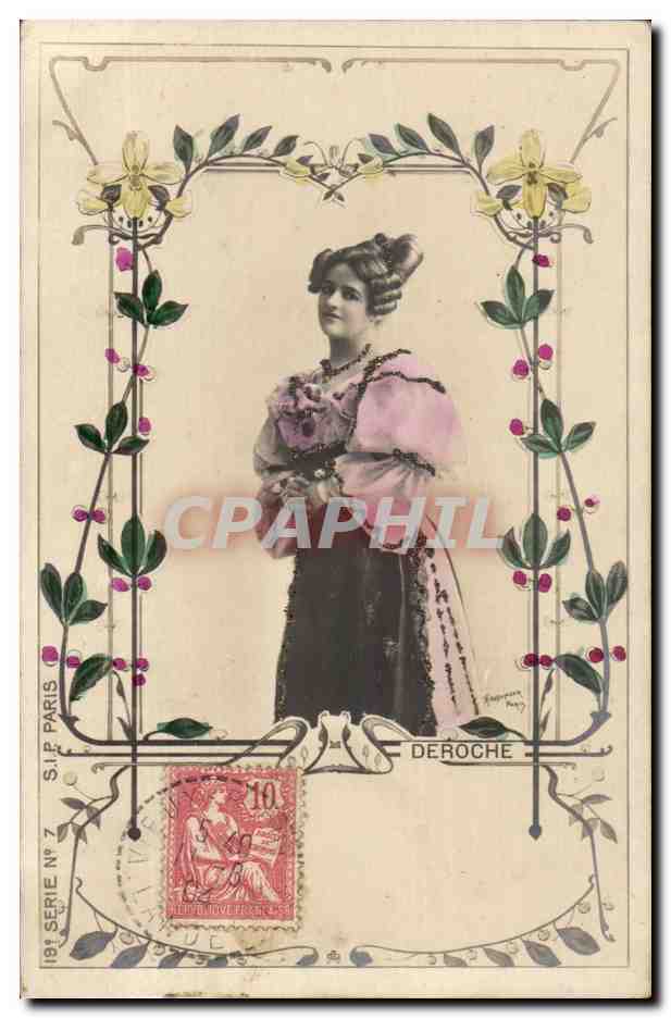 Frau in einem rosa Kleid — S.J.P. Paris, Serie 7 — Deroche