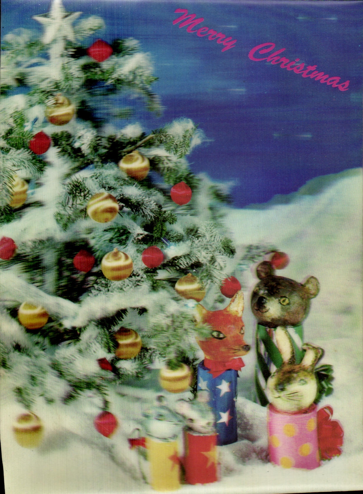 Carte hologramme Merry Christmas Noel