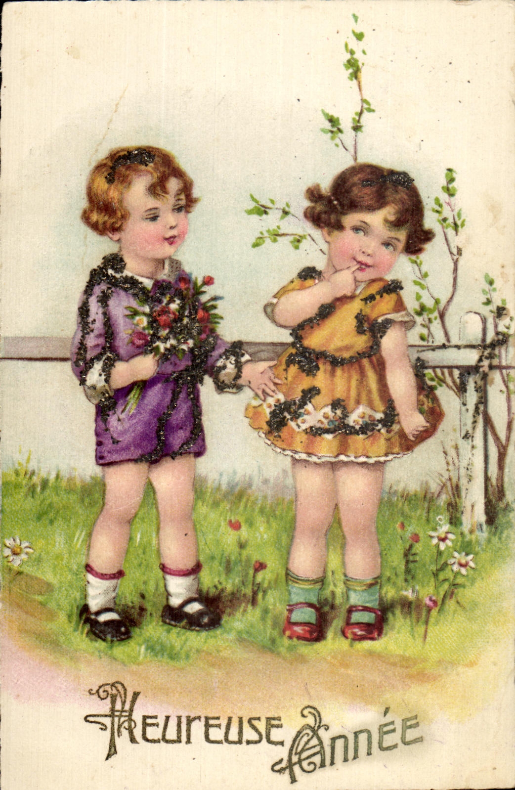 CPA Heureuse Annee Enfants