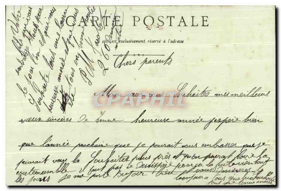 Fleurs — Souhaits sincères de bonne année — Pierre Marie Farabot, 5e d'Artillerie — Rückseite