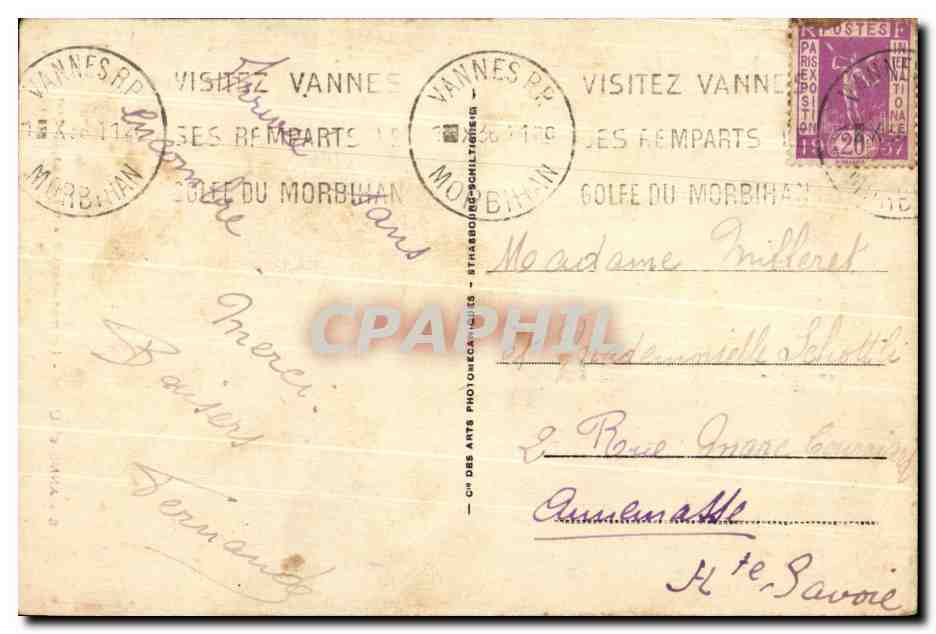 CPA Ste Anne d Auray Le Monument Aux Morts De La Bretagne  — Verso