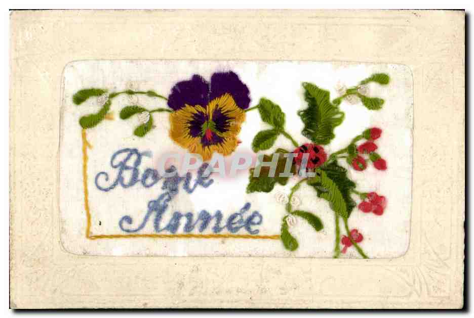 CPA Fantaisie Brodee Bonne Annee