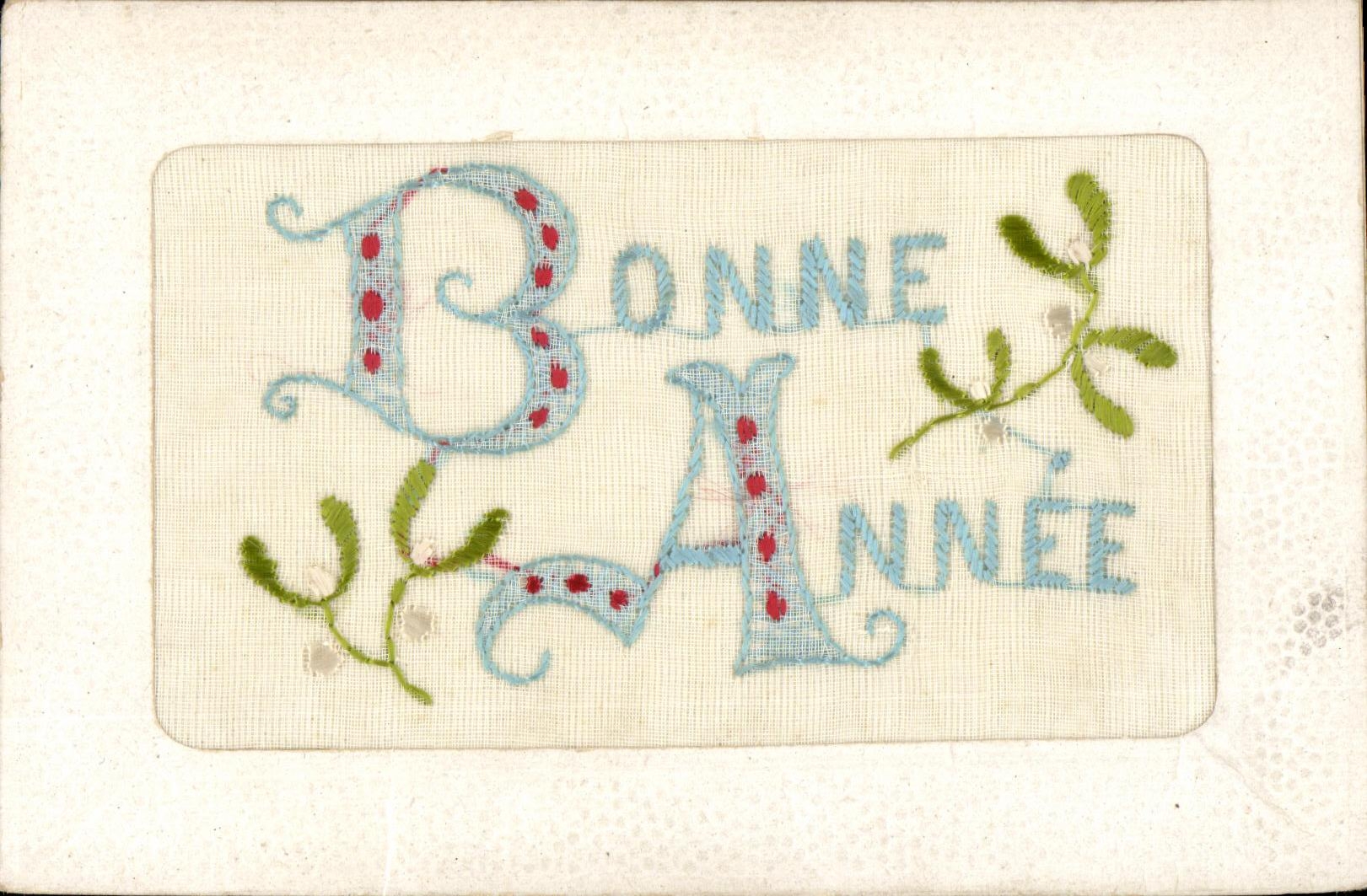 CPA Fantaisie Fleurs Brodee Bonne Annee