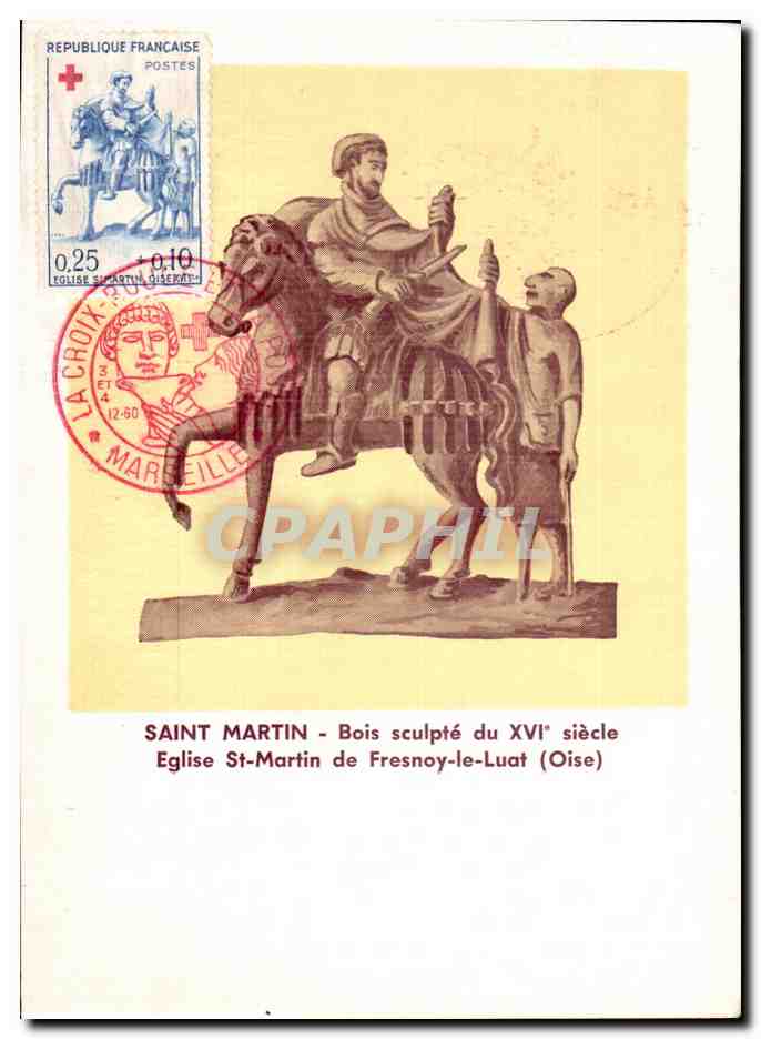 Carte 1er jour Saint Martin Bois Sculpte Du Eglise St Martin De Fresnoy Le Luat 