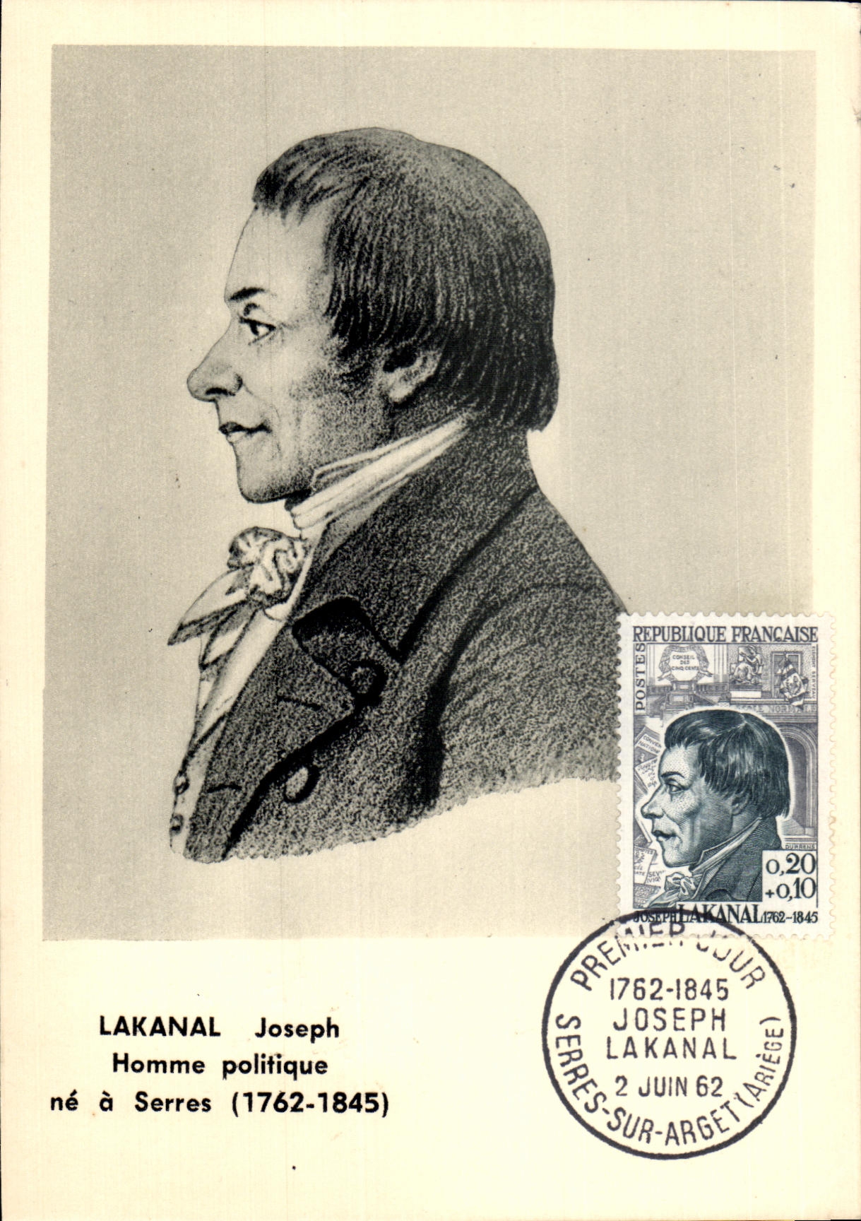 Carte Maximum Lakanal Joseph Ne A Serres 1962
