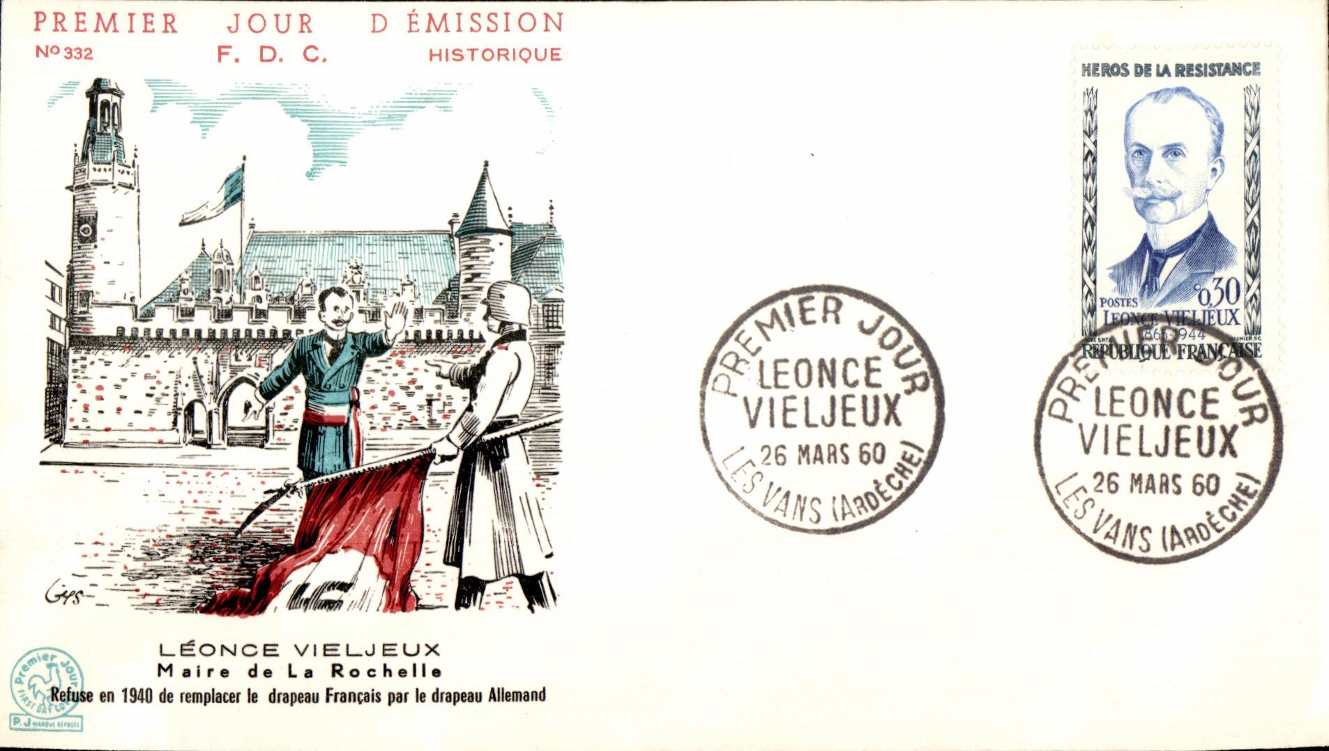 FDC Premier Jour D Emission Historique Leonce Vieljeux