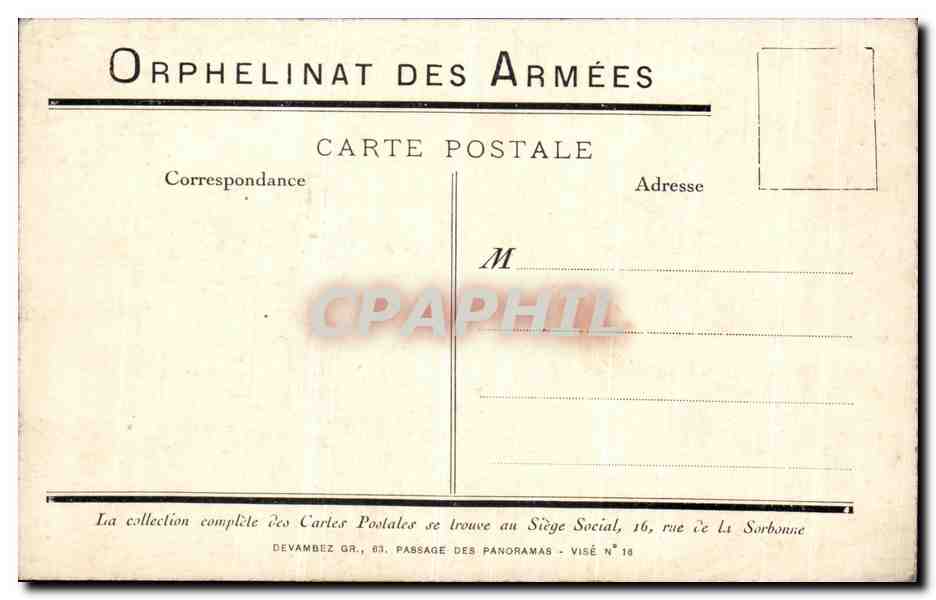 CPA Oorphelinat des armees Enfants — Verso