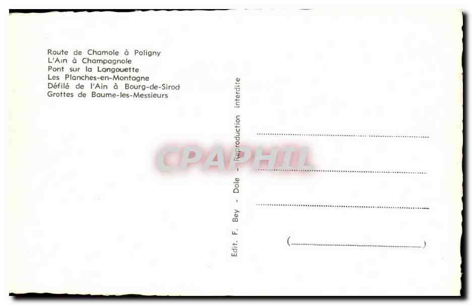 CPSM Jura Pittoresque Route de Chamole a poligny  — Rückseite