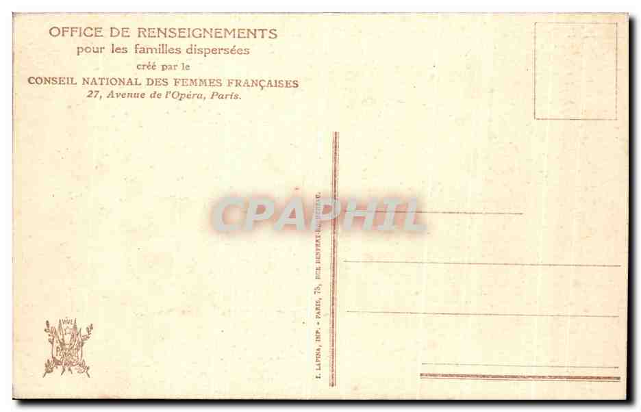 CPA Pour les familles dispersees Homm et enfants — Rückseite