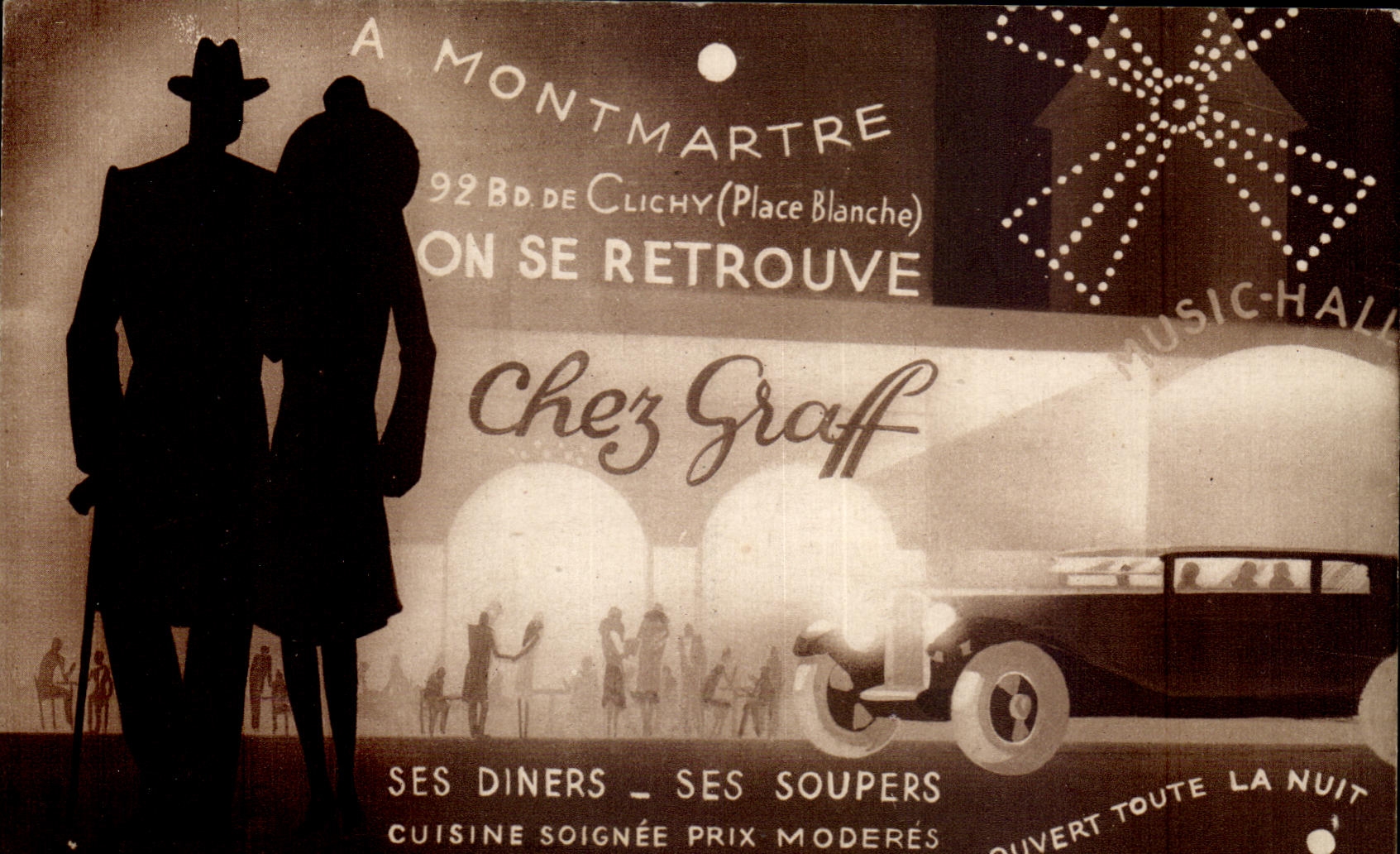 CPA A Montmartre Paris Bd de Clichy Chez Graff Restaurant