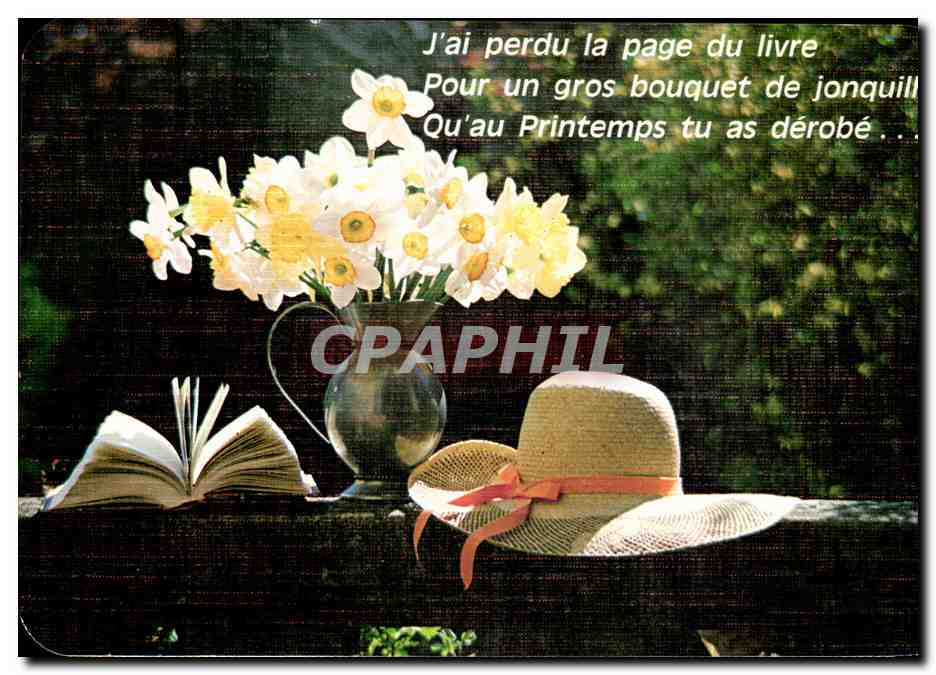 CPM J ai Perdu La Page du Livre Pour Un Gros bouquet d Jonquill 