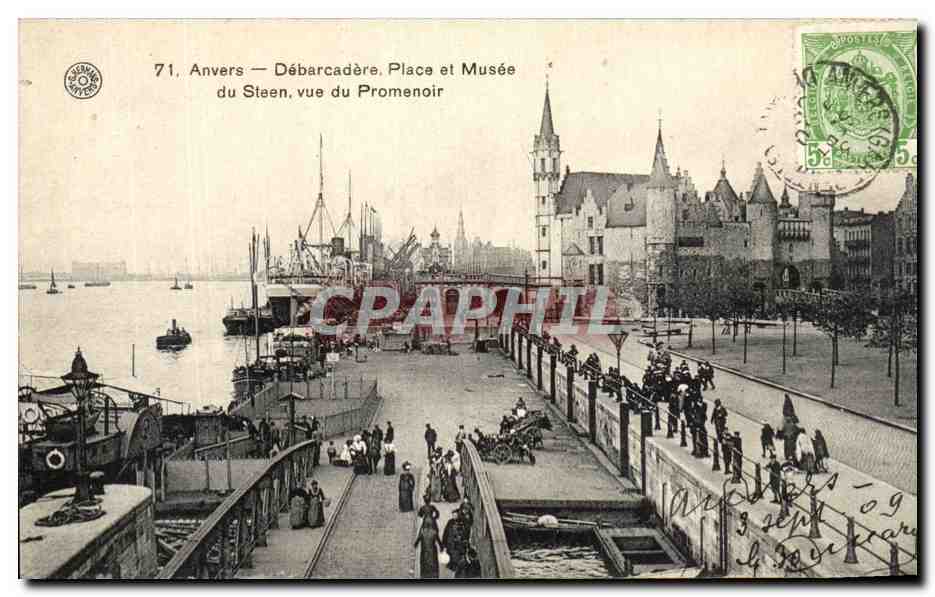 CPA Anvers Debarcadere Place Et Musee du Steen Vue du Promenoir
