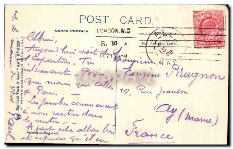 CPA Franco British exhibition London 1908 Met et Chandon hampagne  — Rückseite