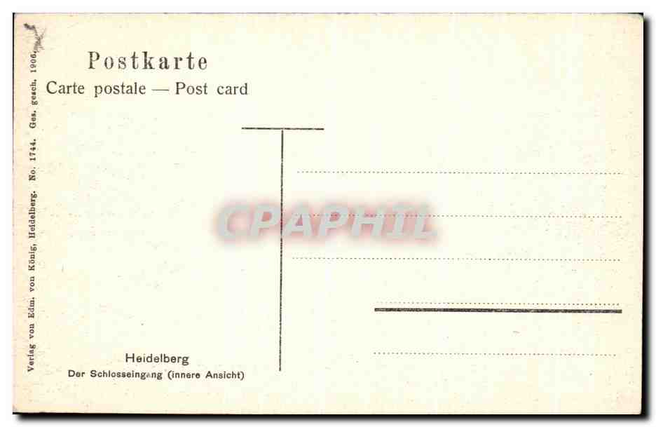CPA Heidelberg Der Schlosseingang innere Ansicht — Rückseite