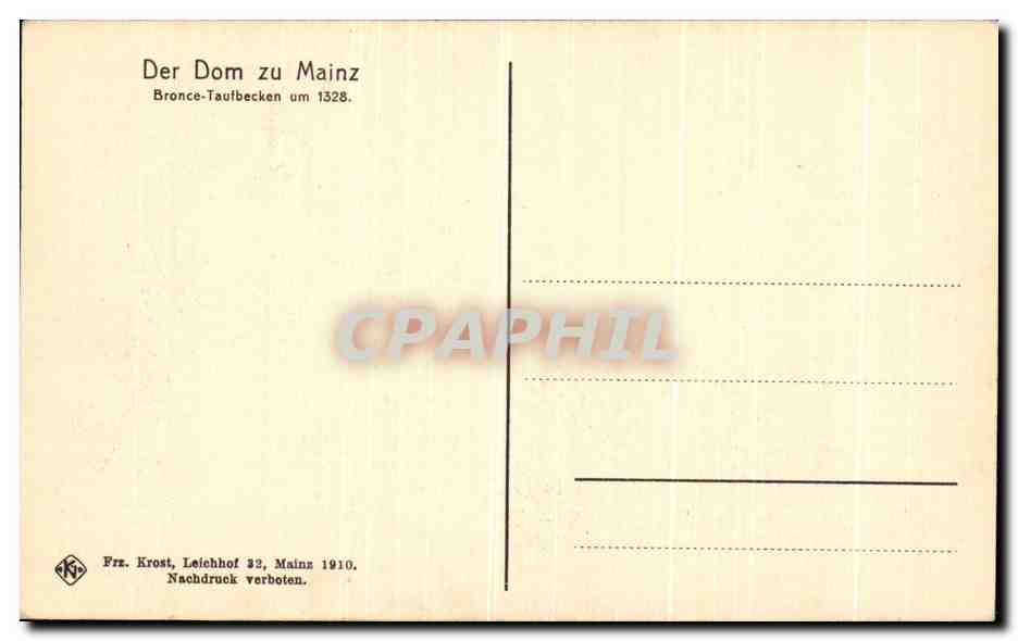 CPA Dom Zu Mainz Brance Bronce Taulbeckin um 1328 — Rückseite