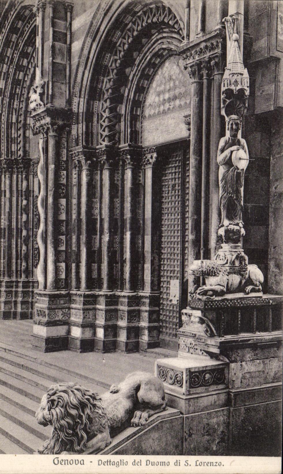 CPA Genova Dettagilo Del Duomo di S Lorenzo Lion