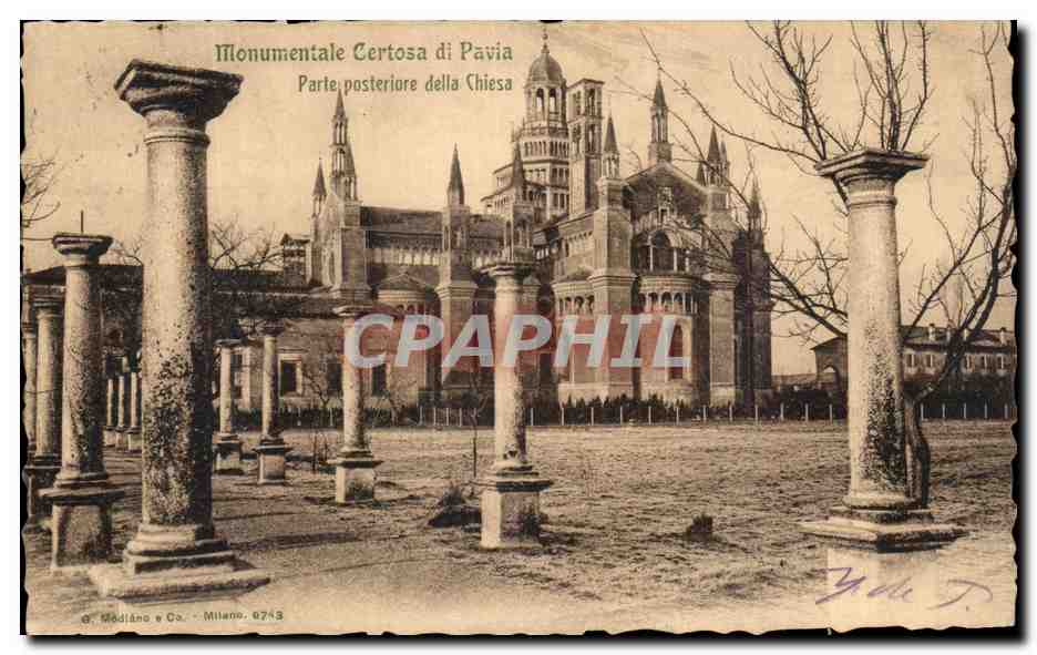 CPA Pavia Monumental CErtosa Parte posteriore della Chiesa