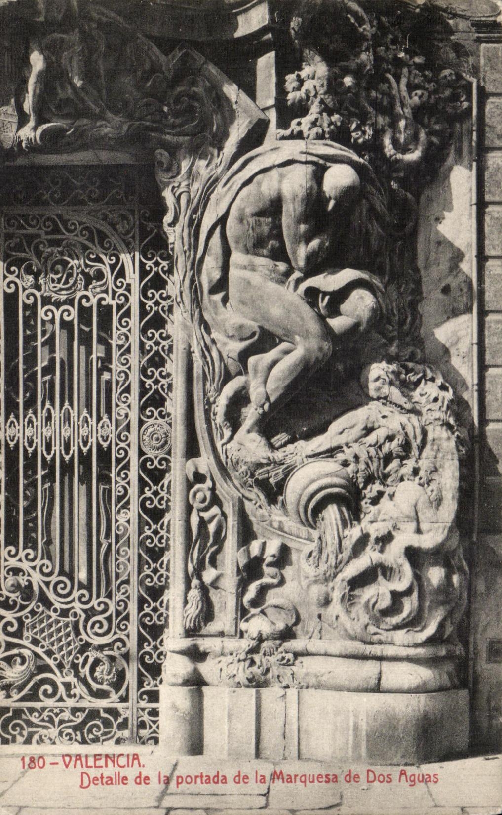 Valencia — Détail de la porte de la Marquesa de Dos Aguas — Éditeur Thomas, n° 180