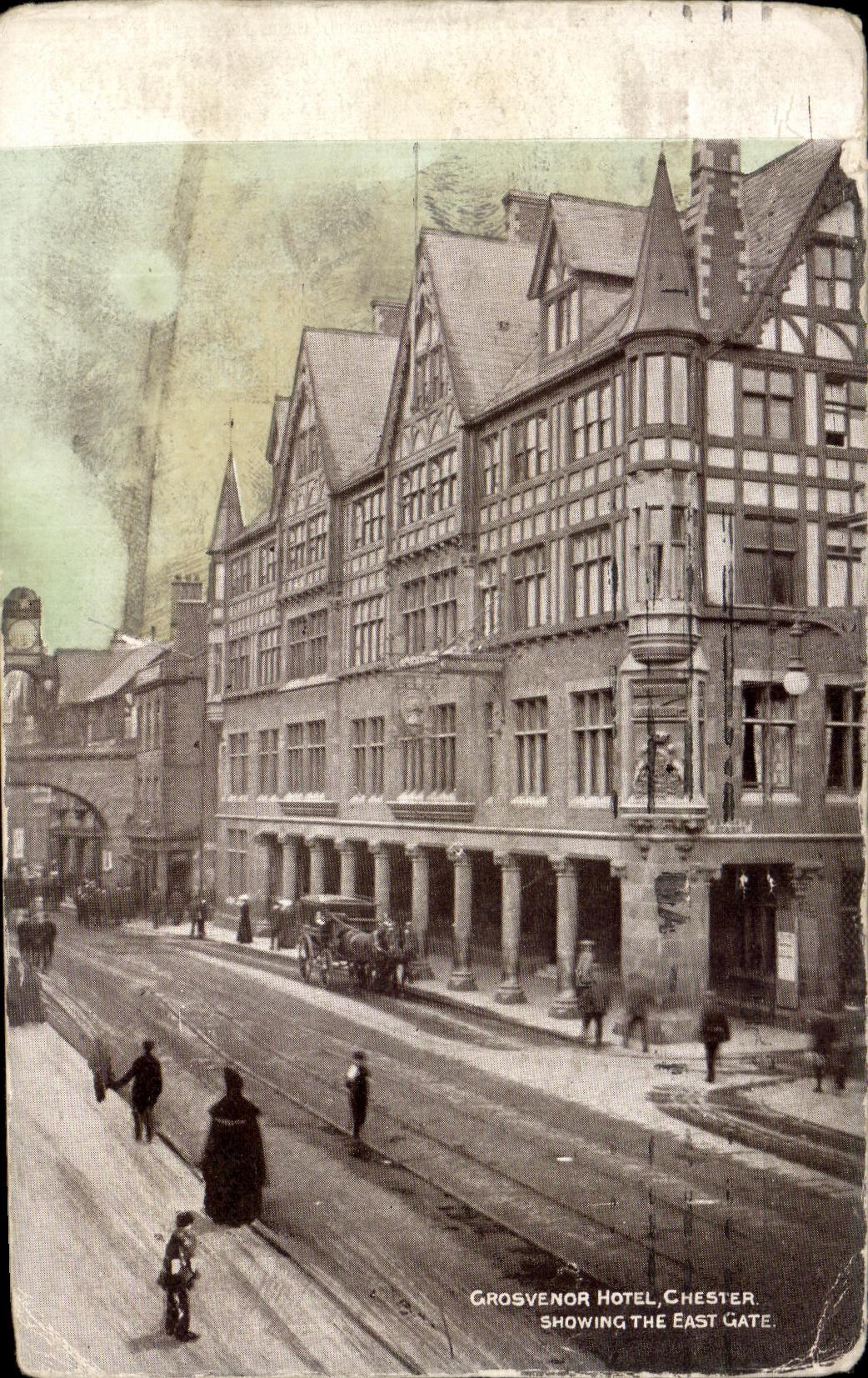 CPA Grosvenor Hotel Chester Showing The East Gate