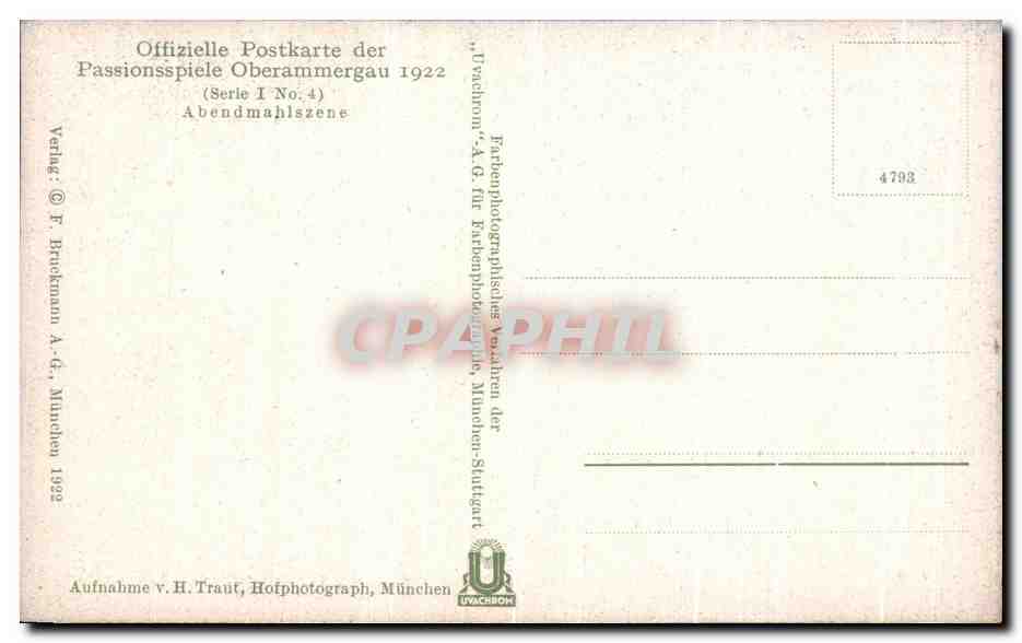 CPA La Cene Christ — Verso
