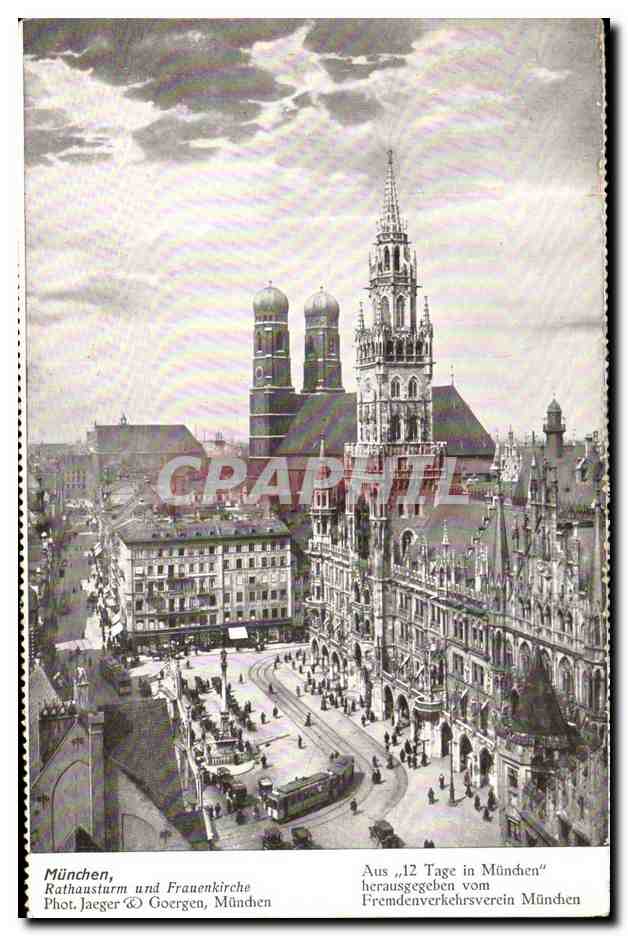 CPA Munchen Rathausturm und Frauenkirche