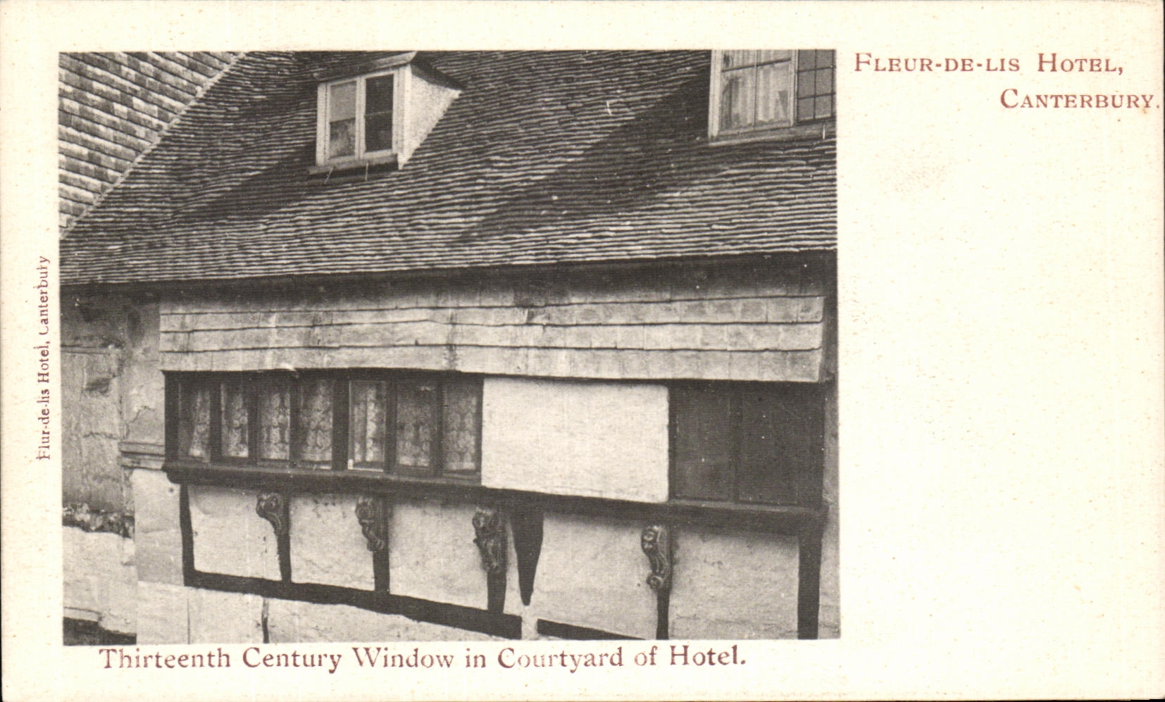 CPA Canterbury Fleur De Lis Hotel Thirteen century window in courtyard of Hotel