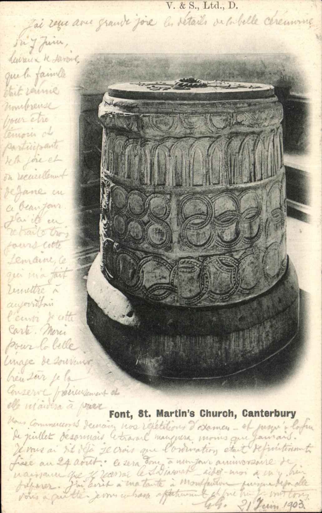 CPA Canterbury Font St Martin s Church