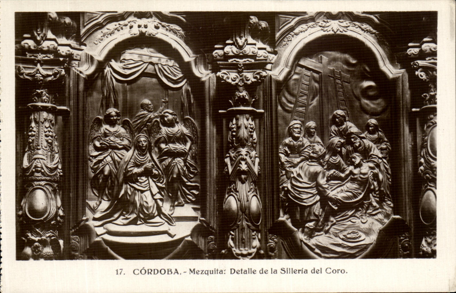 CPA Cordoba Mezquita Detalle de la Silleria Del Coro