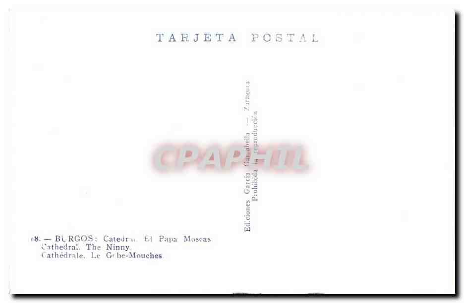 CPA Burgos Catedral Ei Papa Moscas Cathedra The Ninny — Verso