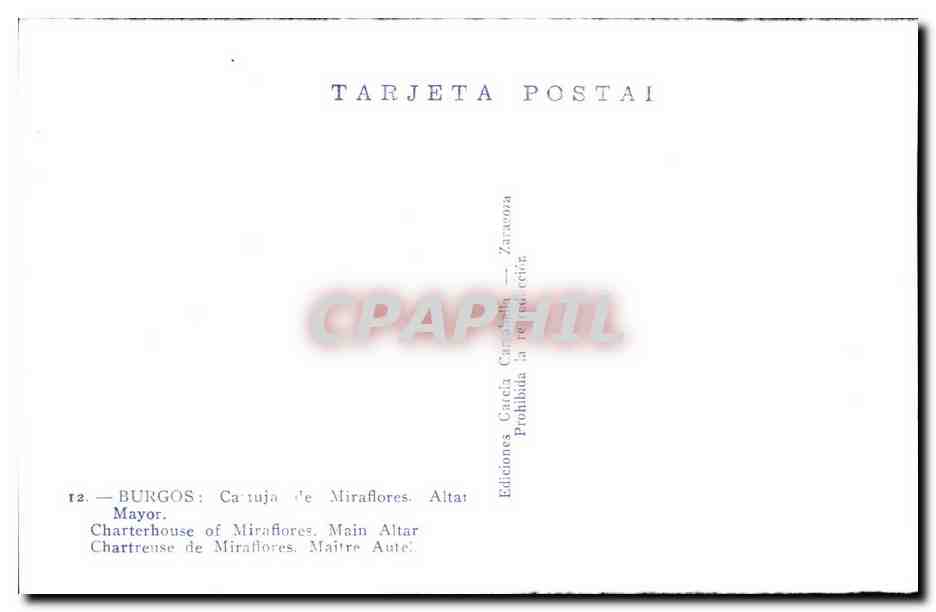 CPA Burgos Mayor Charterhouse of Miraflores Main — Verso