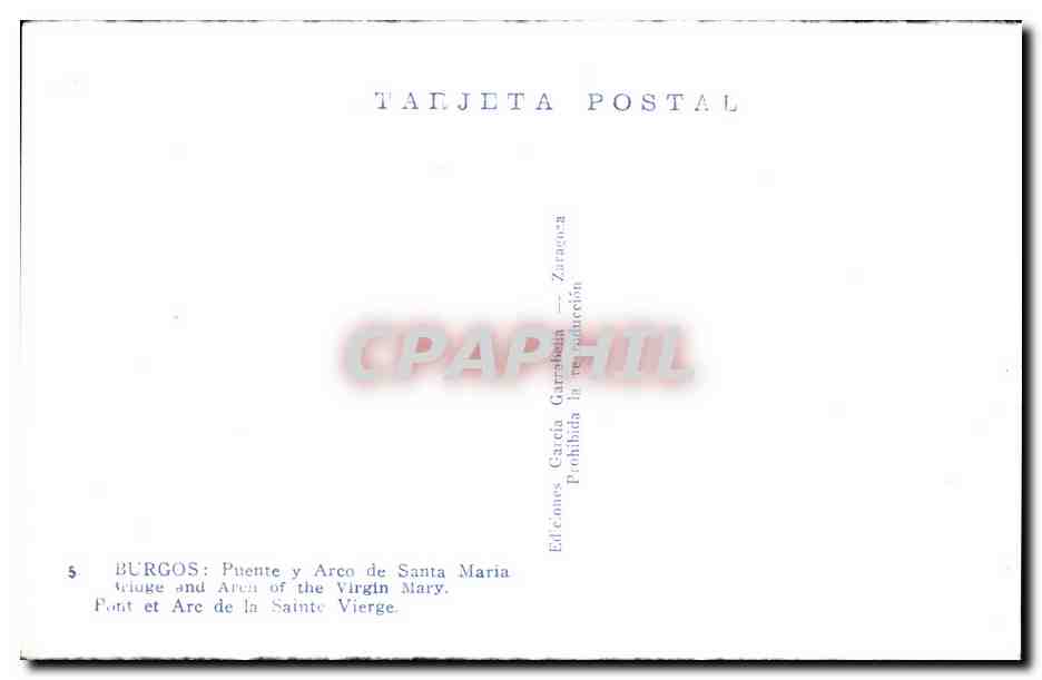 CPA Burgos Puente Arco de Santa Maria Aren of the Virgin Mary — Verso