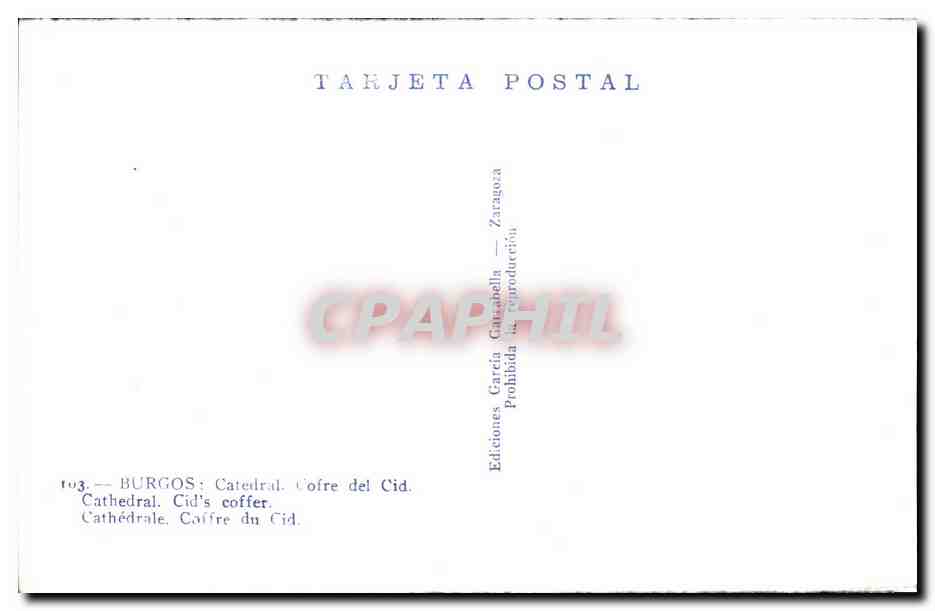 CPA Burgos Catelral Cofre del Cid Cathedral Cid s Coffer — Verso