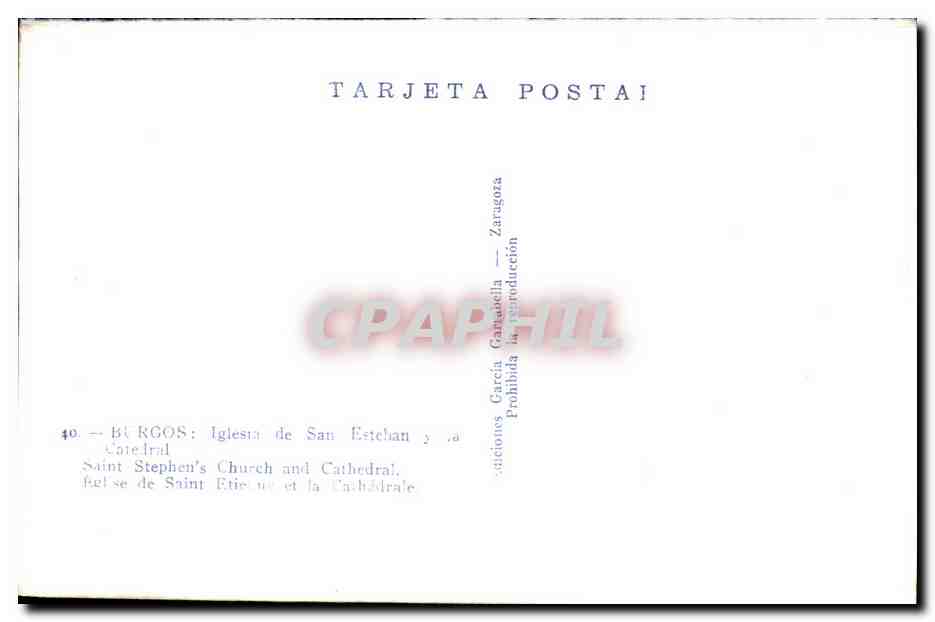 CPA Burgos Iglesia de San Esteban — Verso