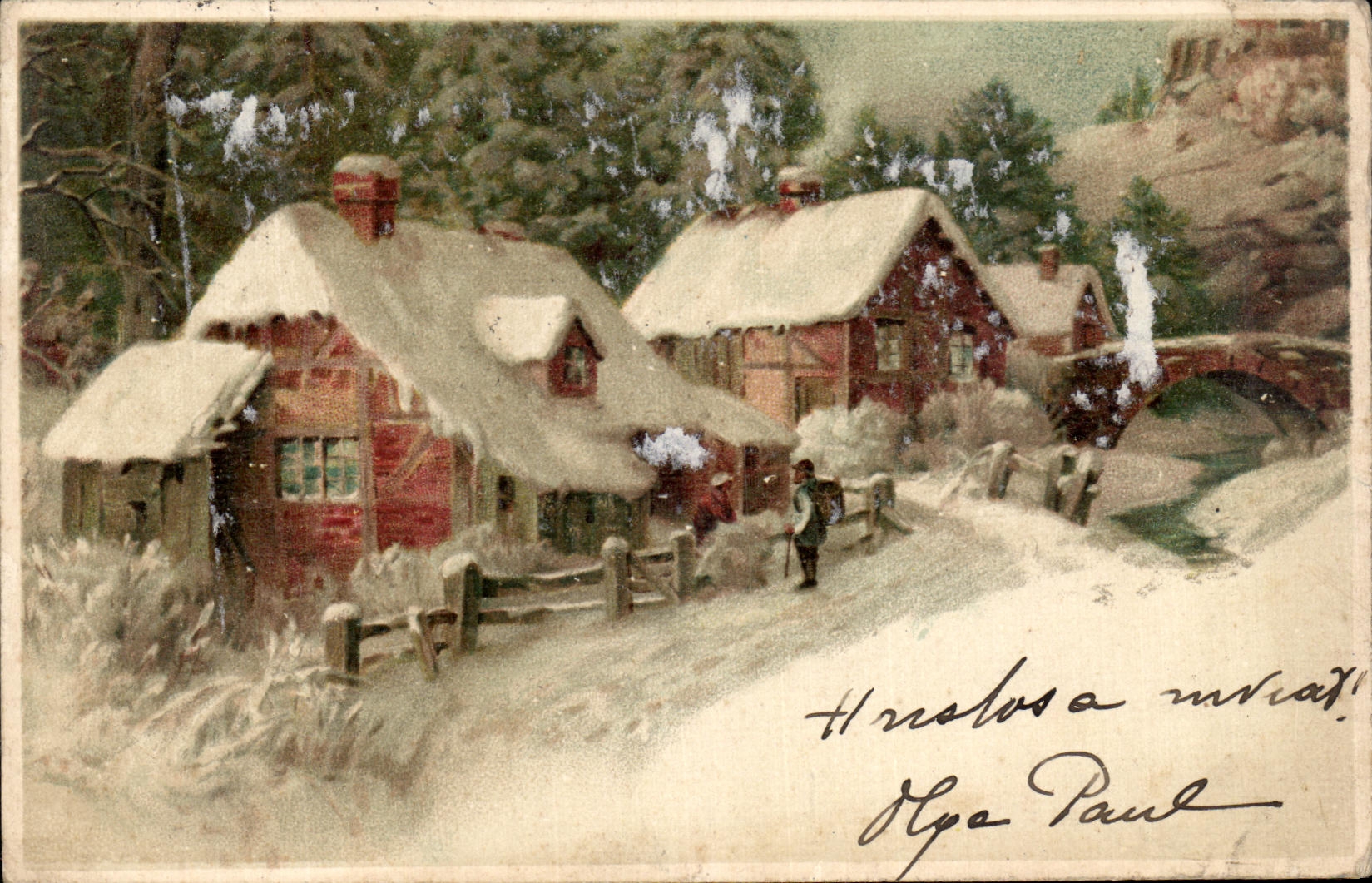 CPA Fantaisie maison sous la neige 