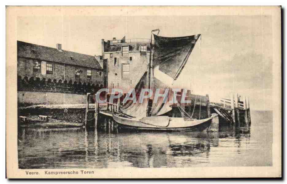 CPA Veere Kampveersche Toren Bateau