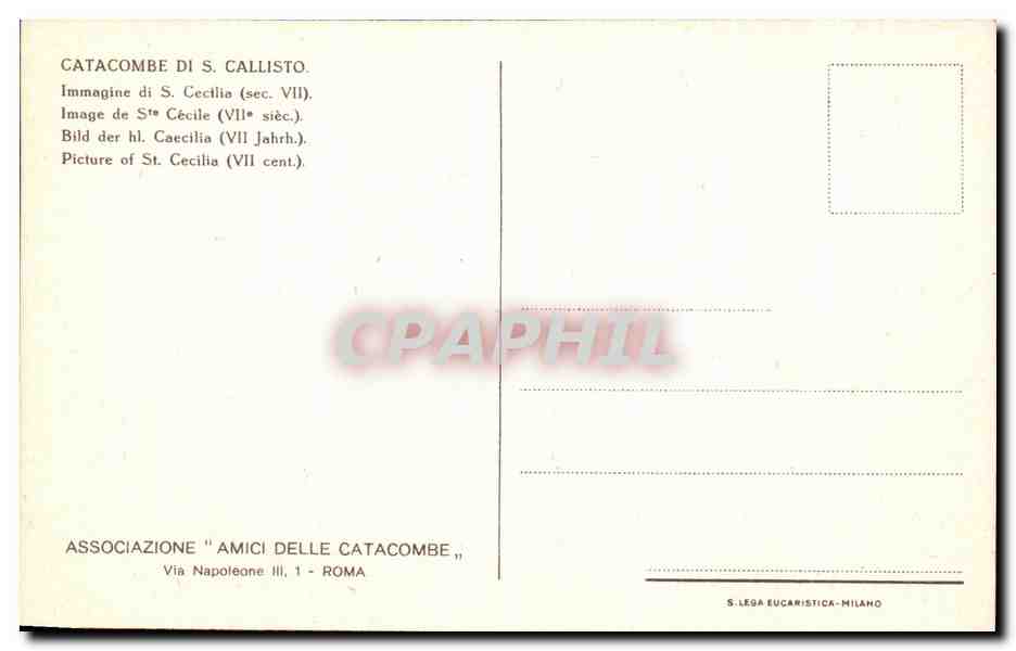 CPA Catacombe Di Callisto Ste Cecile — Rückseite