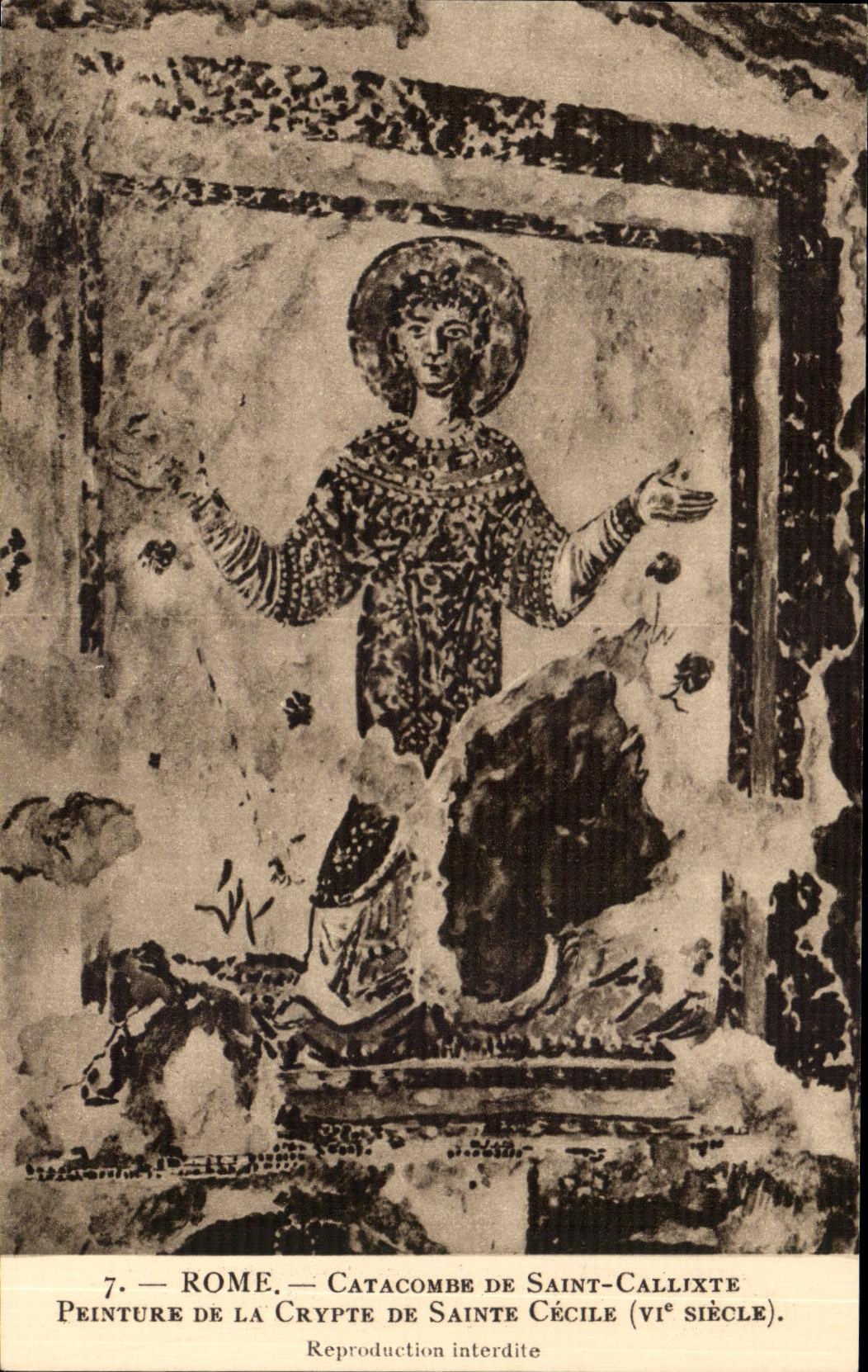 CPA Rome Catacombe De Saint Callixte Peinture De La Crypte De Sainte Cecile